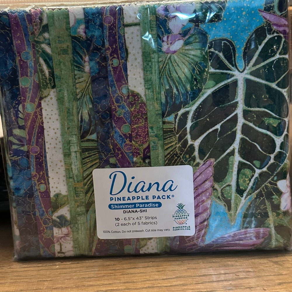 Pineapple Fabrics Diana Pineapple Pack Shimmer Paradise 10 Cotton Strips 6.5x43 - Picture 7 of 8